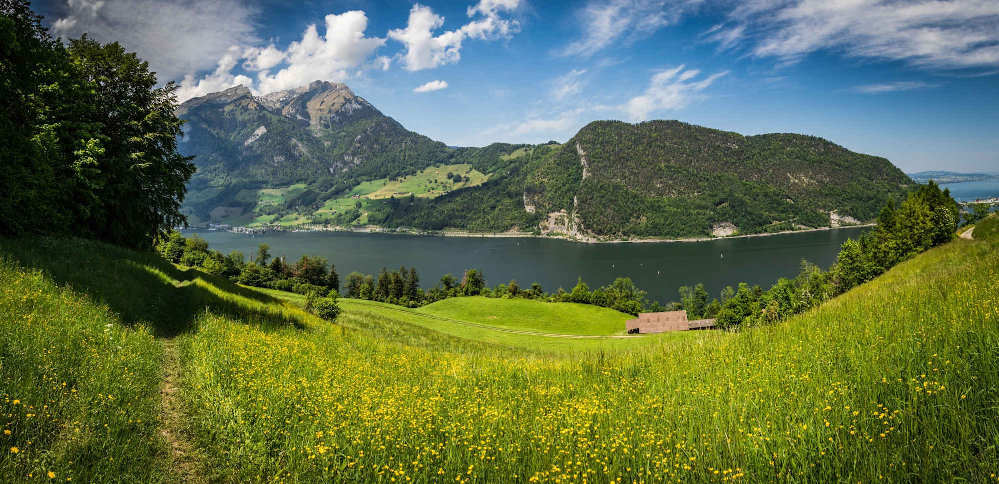 Panorama in Oberrüti, Blick auf den Alpnachersee