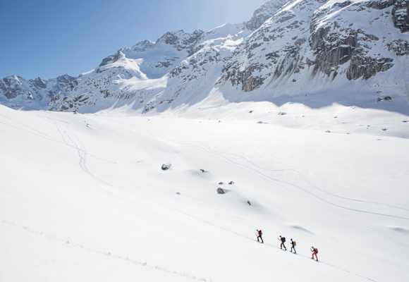 Unterwegs zum Gipfel des Monte Rosso (3.087 m) in der Berninagruppe