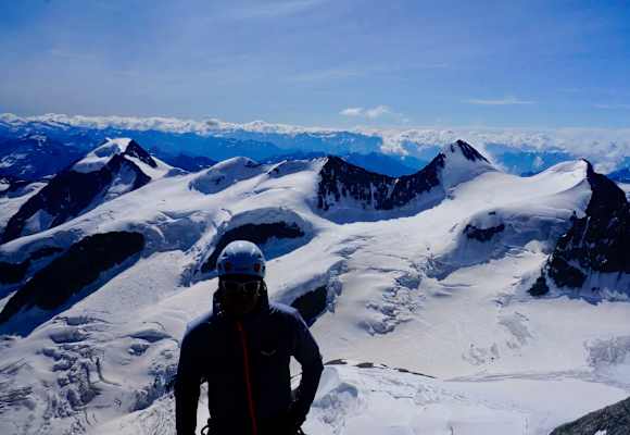 Herrlicher Ausblick vom Piz Bernina auf Piz Palü, Piz Argient und Crast Agüzza