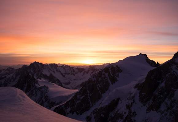 Morgenstimmung am Weg zum höchsten Berg Europas, dem Mont Blanc (4.810 m)