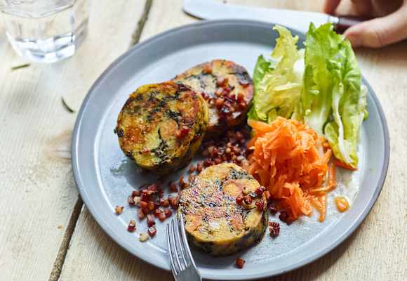 Gebratene Spinatkasknödel