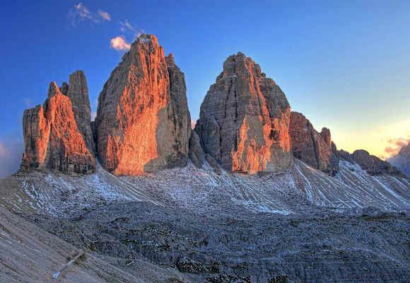 Drei Zinnen in den Sextner Dolomiten in Südtirol