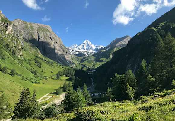 Blick vom Ködnitztal bei Kals auf den Großglockner - der Doppelgipfel ist gut erkennbar. 