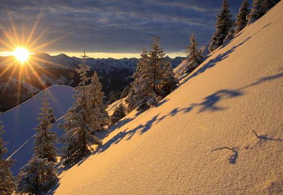 Winterlandschaft am Grünten in den Allgäuer Alpen in Bayern