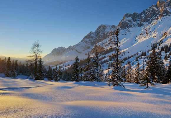 Blick vom Hochkeil auf den Hochkönig im winterlichen Salzburger Land