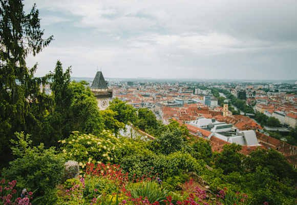 Blick vom Uhrturm über Graz