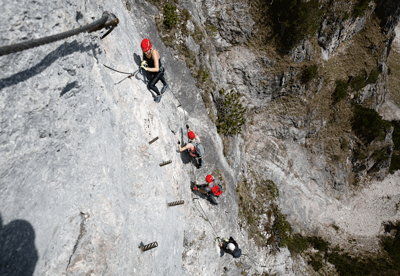 Unterwegs am Siega-Klettersteig in der Silberkarklamm