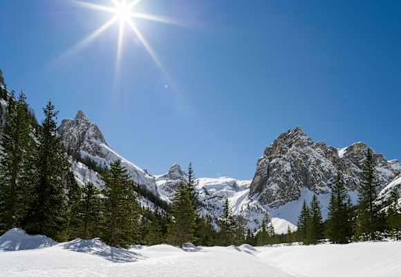 Das Innerfeldtal in den Sextner Dolomiten mit dem Gipfel des Morgenkopf (2.493 m)