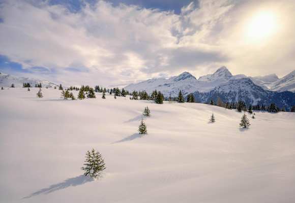 Unberührte Natur und feinste Winterlandschaft in den Albula Alpen, Graubünden