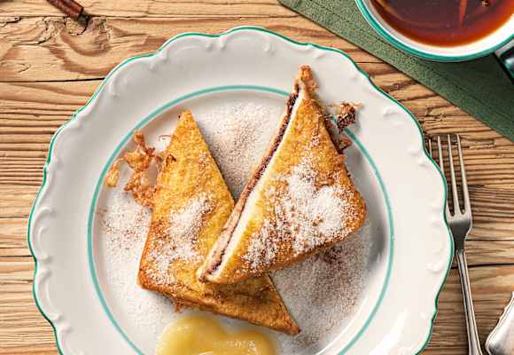 Pofesen, Apfelmus, Zimt, Zucker, Nachspeise, Rezept, Apres Berg