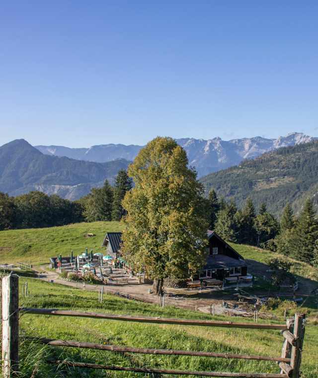 Die Hoisnrad Alm oberhalb von Bad Ischl im Salzkammergut.