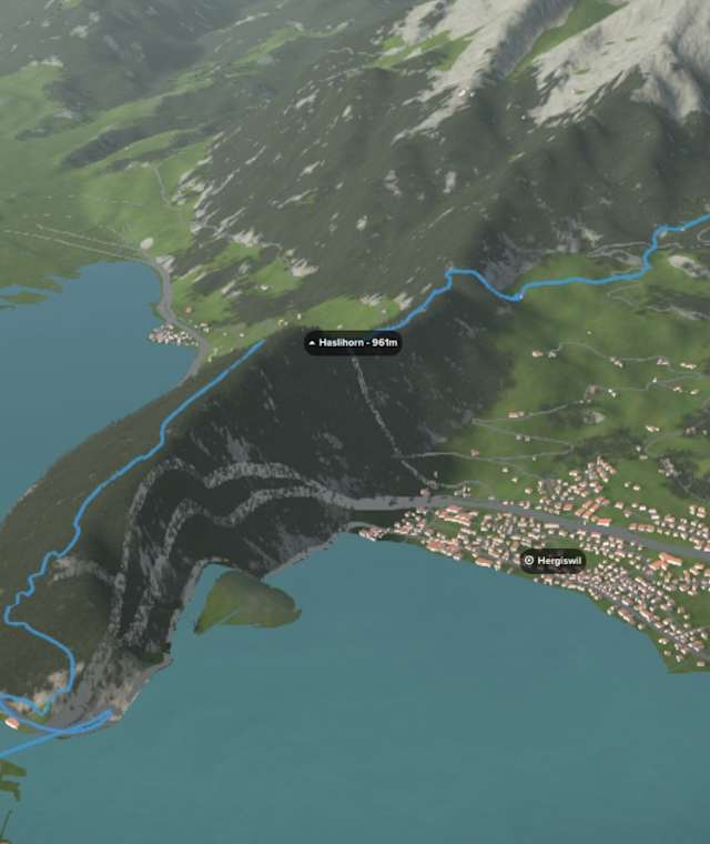 3D Ansicht der Wanderung Fräkmüntegg - Renggpass - Stansstad