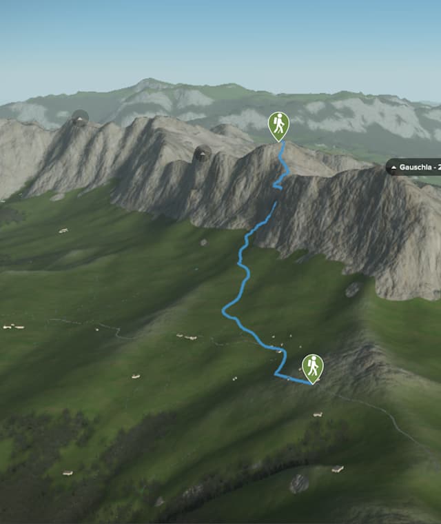 3-D-Ansicht der Wanderung Gipfelhütte Alvier von Palfries