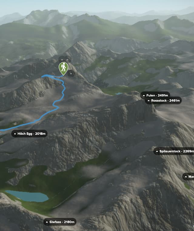 3-D-Ansicht der Wanderung Chaiserstock von der Lidernenhütte