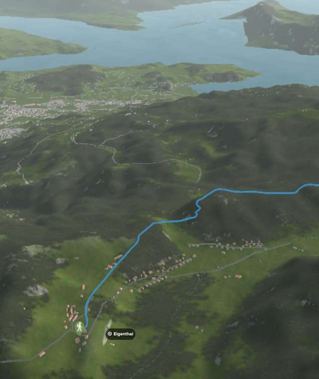 3D Ansicht der Wanderung Fräkmüntegg - Lauelenegg - Höchberg - Eigenthalerhof