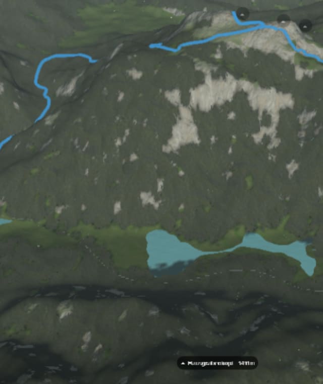 3-D-Ansicht der Wanderung auf den Gurnwandkopf