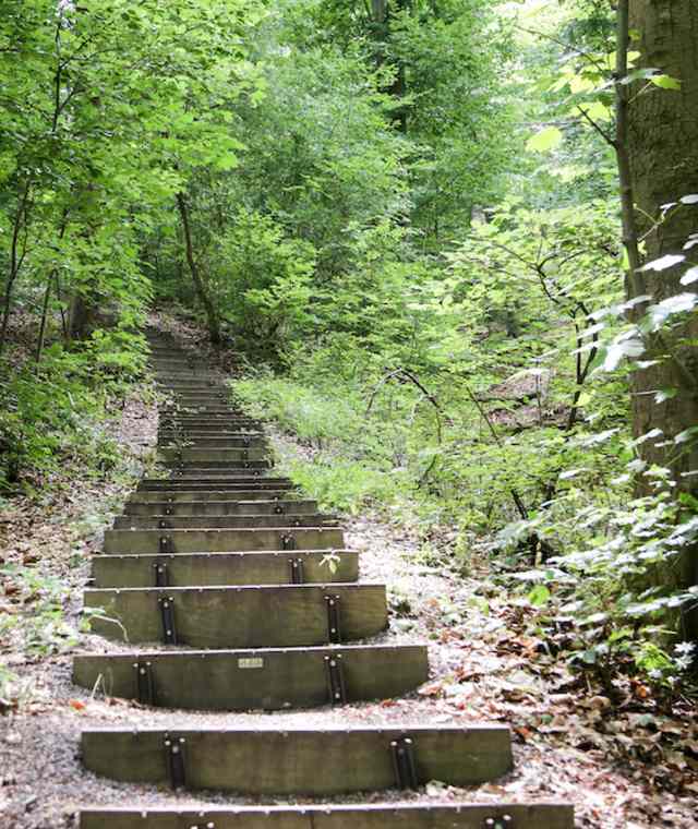 Über die Himmelsleiter überwindet man den ersten größeren Höhenunterschied