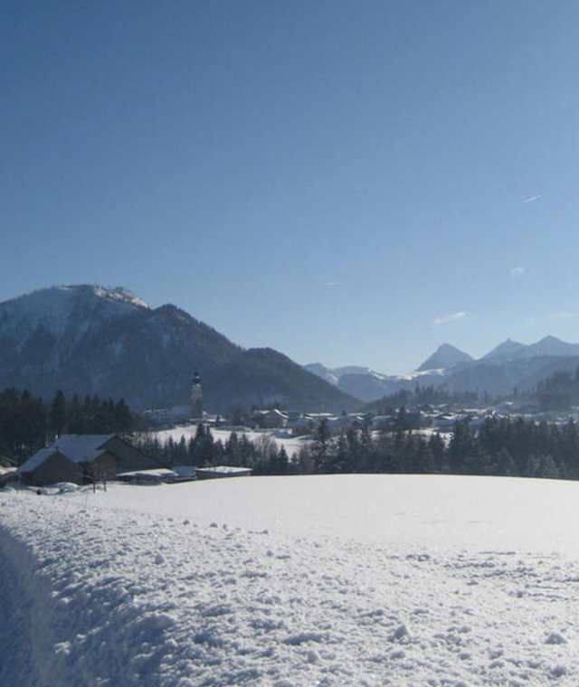 Winterwanderweg Lidaun mit Blick zum Ortszentrum