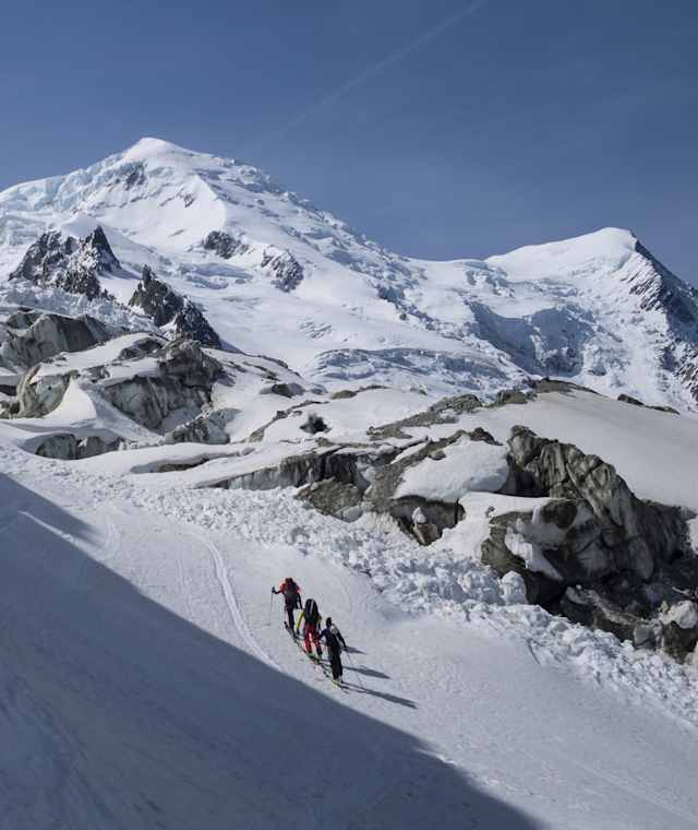 Querung unter den Nordwänden der Aiguille du Midi