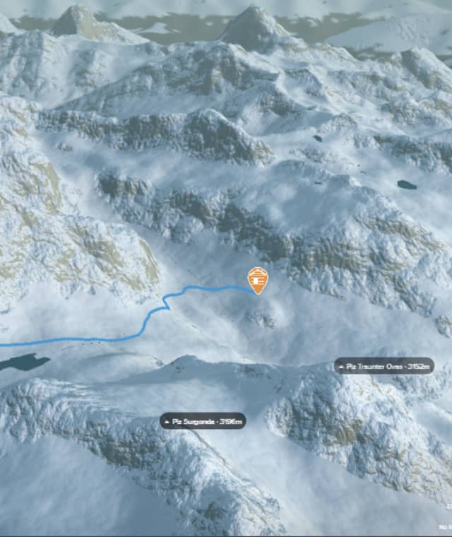 3-D-Ansicht der Skitour Piz d'Agnel von der Jenatschhütte