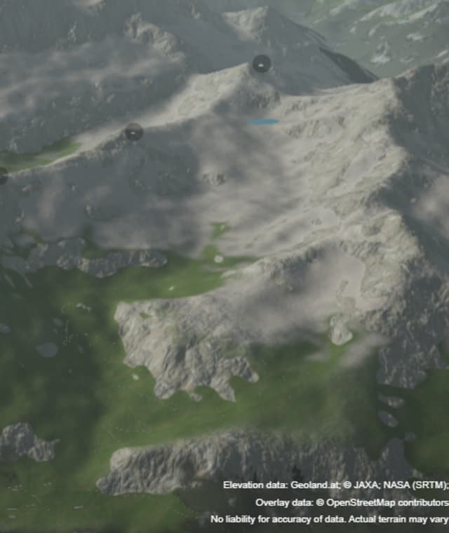 3-D-Ansicht der Wanderung zur Sarradet-Hütte von Garvanie