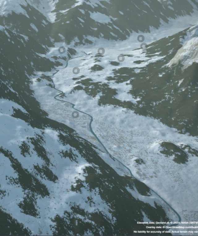 3-D-Ansicht der Schneeschuhtour Schilt von Fronalphütte