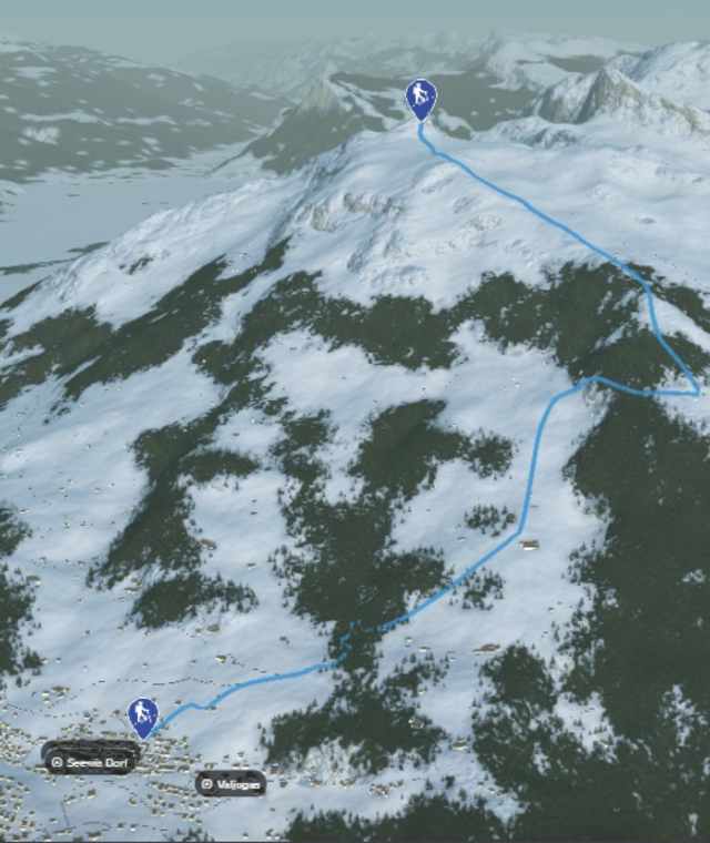 3-D-Ansicht der Skitour Vilan von Seewis