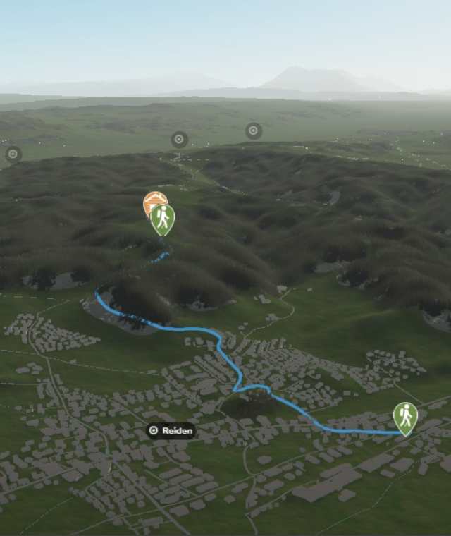3-D-Ansicht der Wanderung zum Naturfreundehaus Jurablick von Reiden
