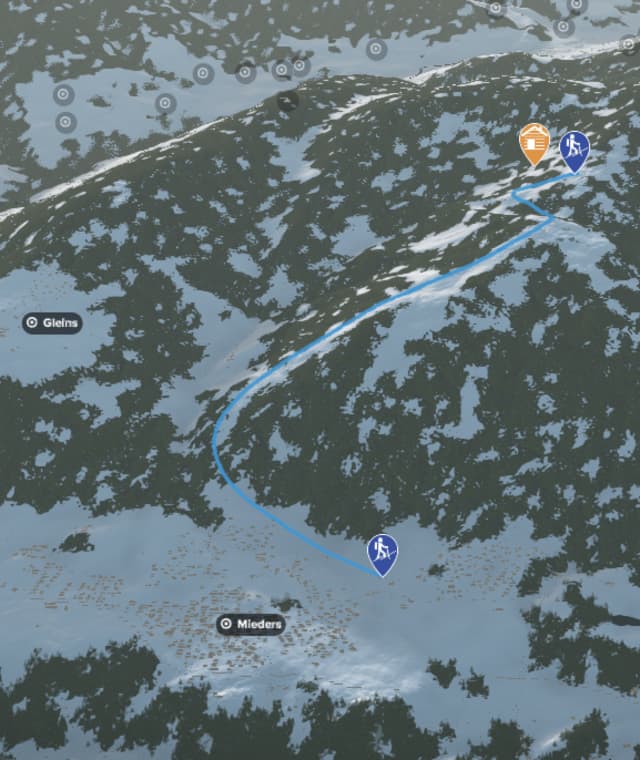 Übersicht Skitour Waldrasterjöchl