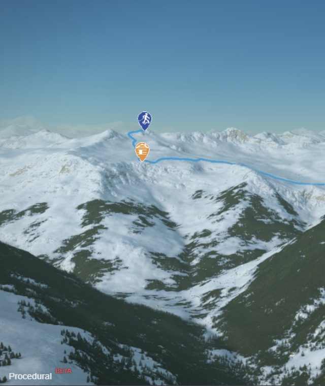 3-D-Ansicht der Schneeschuhwanderung Wissmilen ab Prodalp