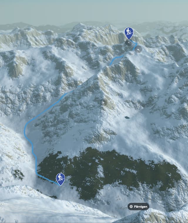 3-D-Ansicht der Skitour Zwächten von Gorezmettlen