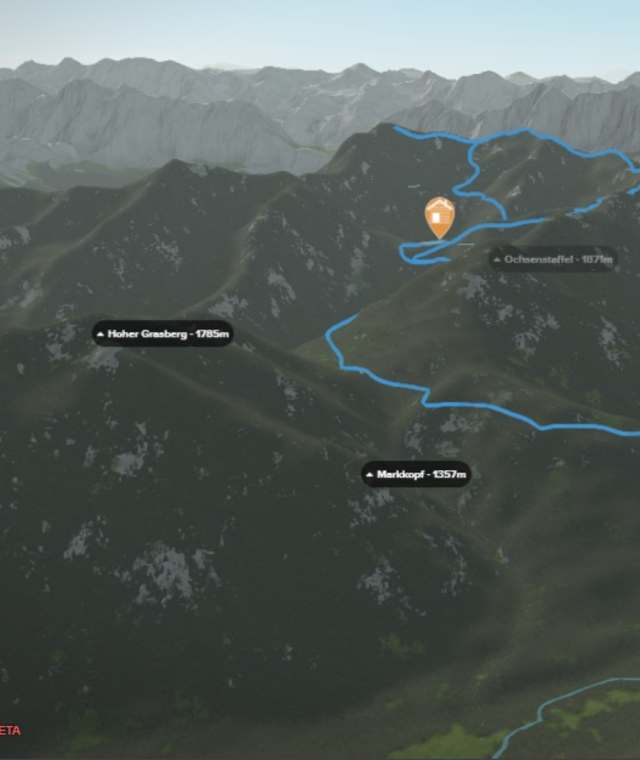 3-D-Ansicht der Wanderung auf den Sassongher