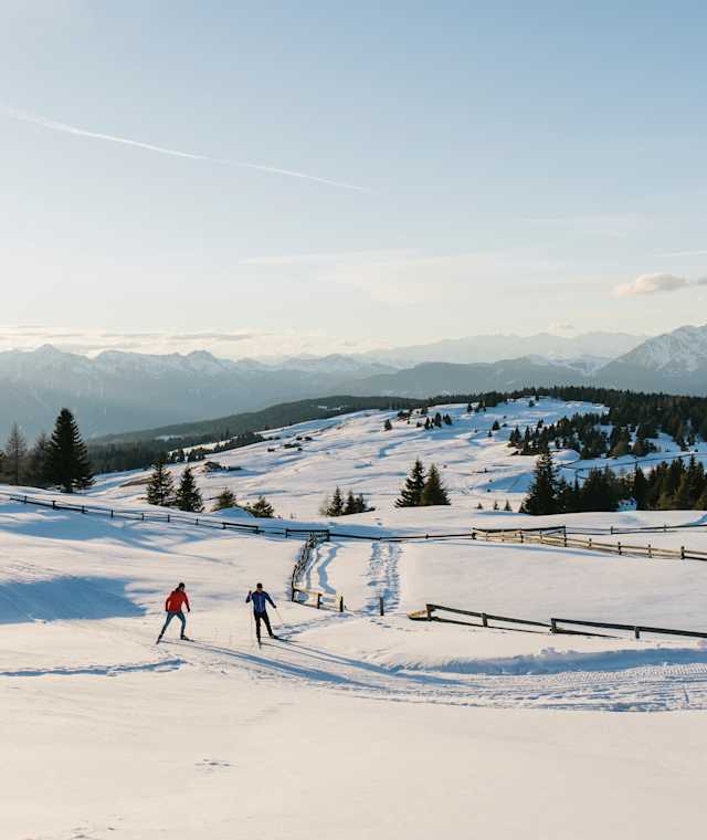 Langlaufen am Hochplateau Rodenecker und Lüsner Alm, Südtirol