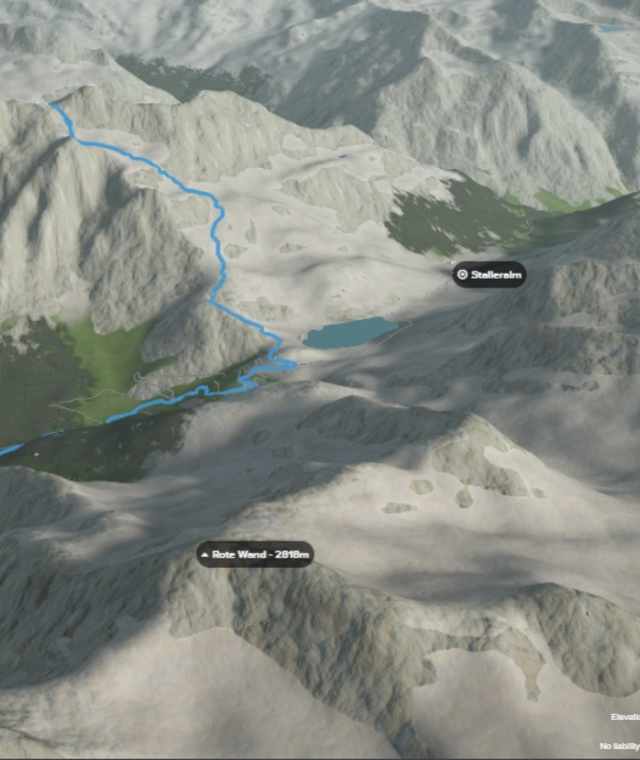 3-D-Ansicht der Wanderung Große Ohrenspitze 