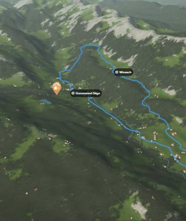 3-D-Ansicht der Wanderung Gunzesrieder Talrunde