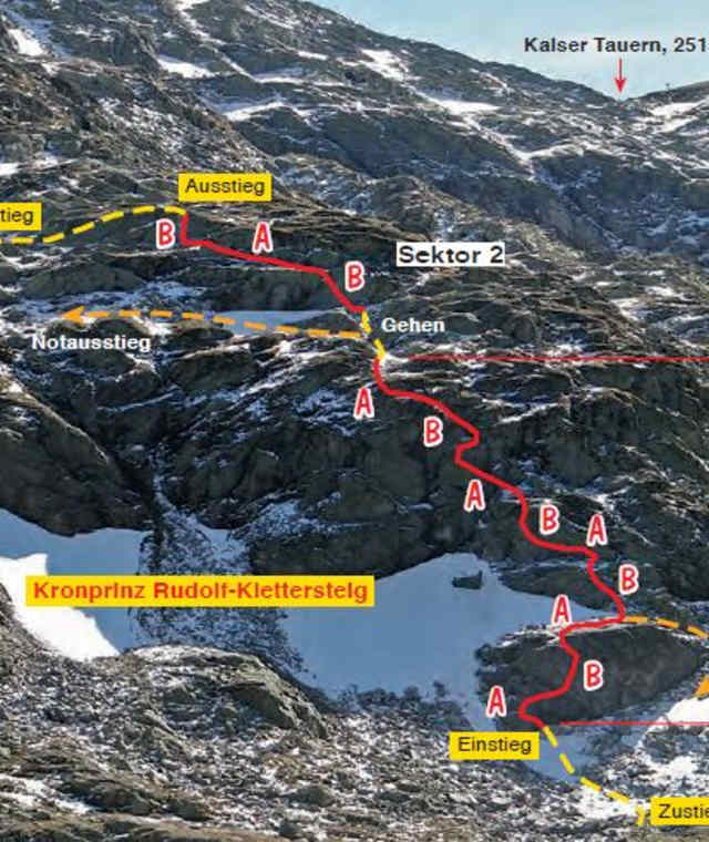 Der Kronprinz-Rudolf-Klettersteig ist ein eher leichter Klettersteig in Nähe der Rudolfshütte.