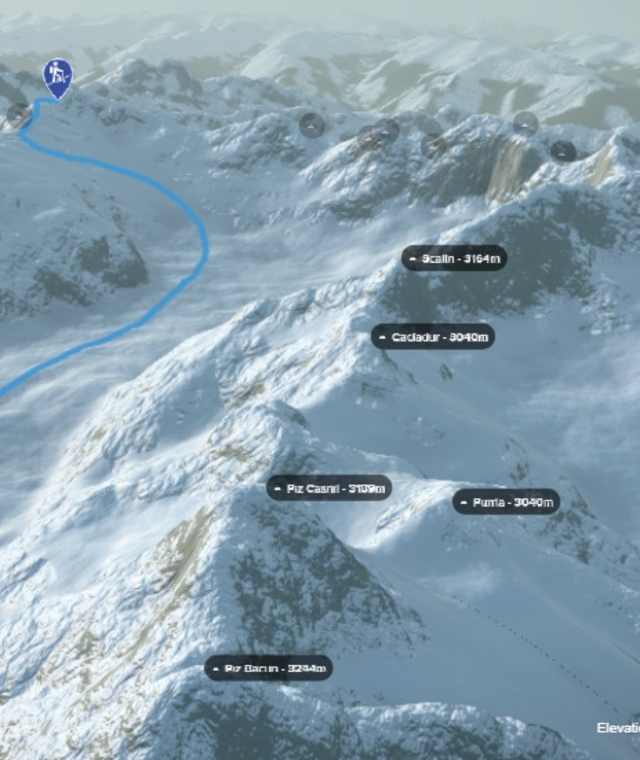 3-D-Ansicht der Skitour Monte Sissione