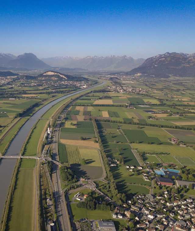 Rhein über Diepoldsau, Blickrichtung Süden