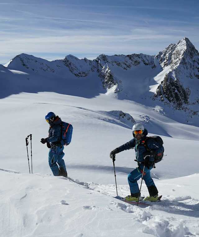 Unter dem Daunjoch wartet eine perfekte Abfahrt im Powder
