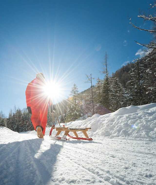 Die sonnige Naturrodelbahn Telfes im Stubaital