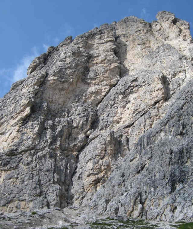 Die markante Kaminverschneidung der Mazzorana-Route