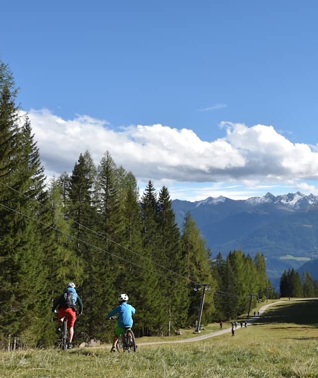 Abfahrt von der Latschenhütte über den Forstweg des Skigebietes