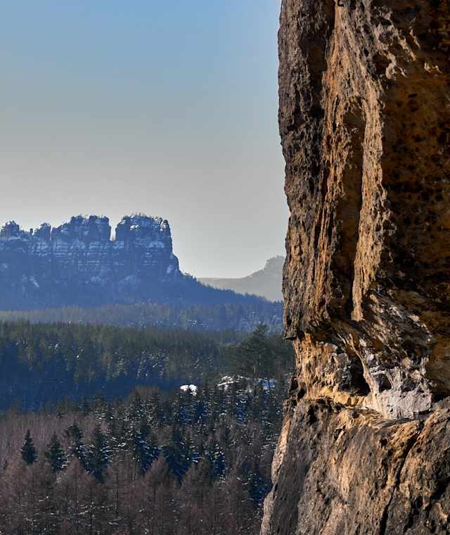 Aussicht vom Kuhstall zu den Schrammsteinen